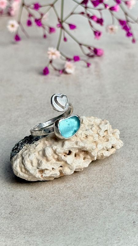 ? Seeglasring, handgemacht aus 925/999er Silber