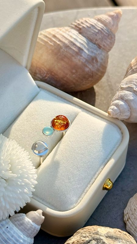 Ring Gezeitenherz aus 925er Silber mit Steinen