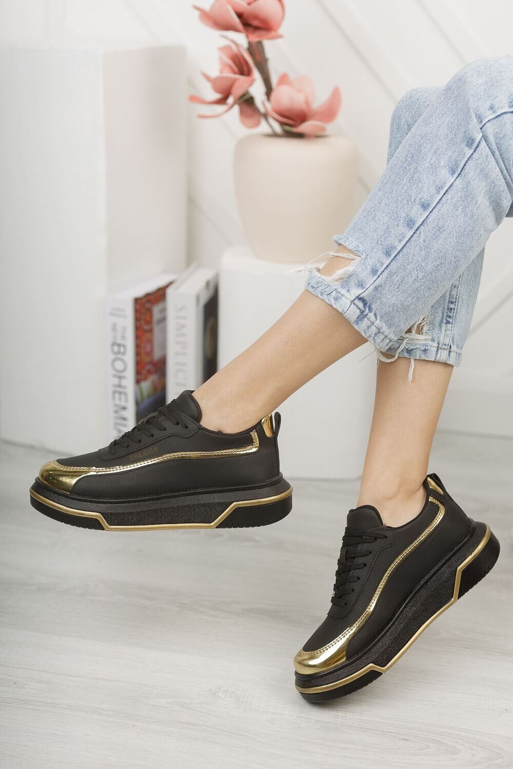 Chekich CH041 ST Women's Shoes BLACK / GOLD