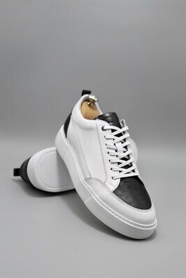 Greek White-Black Men's Leather Shoes