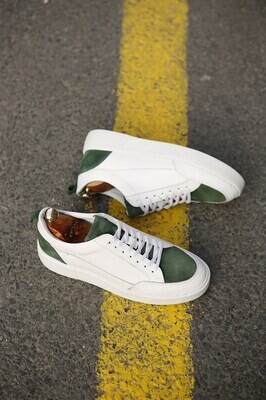 Greek White-Green Men Leather Shoes