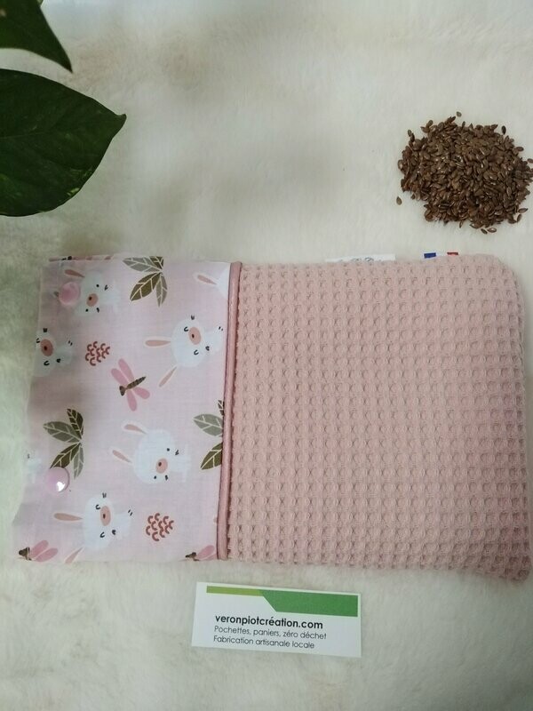 Bouillotte sèche baby rose et lapin blanc