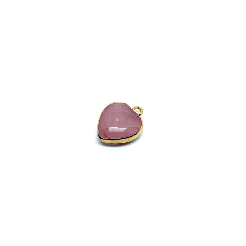 Coração Dourado de Quartzo Rosa