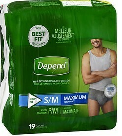 Depend Fit-Flex Underwear (Men's)  S/M  19ct