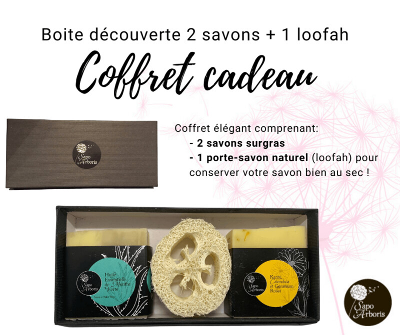 Boite découverte 2 savons + 1 loofah
