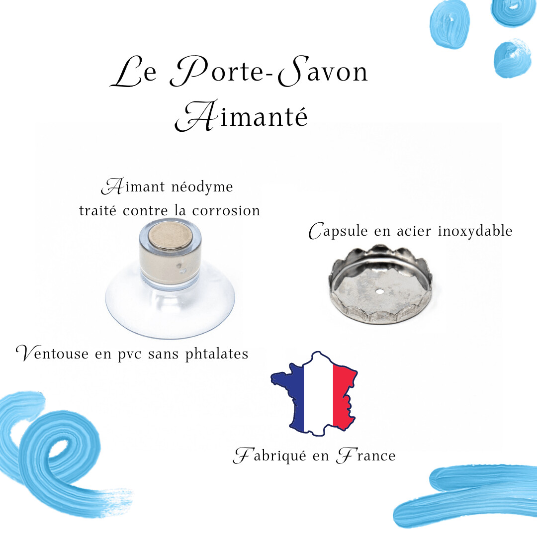 Porte-Savon Magnétique à Ventouse – Sans Perçage, Hygiénique, Fabriqué En France (Salle De Bain/Cuisine)