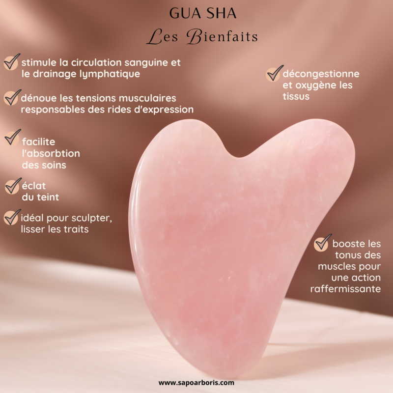 GUA SHA COEUR QUARTZ ROSE