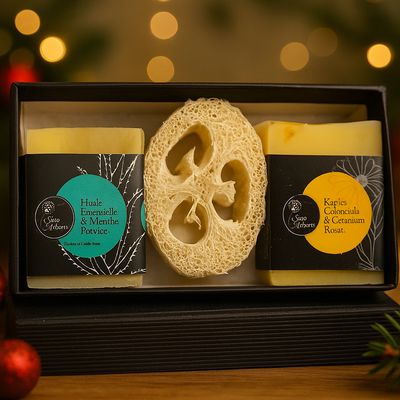 Coffret Duo de Savons & Éponge Naturelle loofah Coffret Duo de Savons & Éponge Naturelle loofah