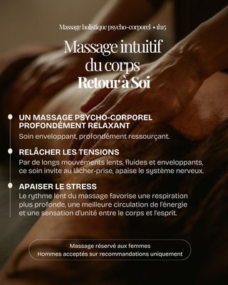 Massage intuitif relaxant du corps - 1h15 Massage intuitif relaxant du corps - 1h15