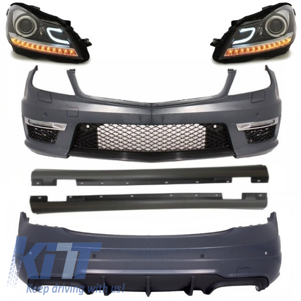 Complete suitable for MERCEDES C-class W204 C204 Facelift C63 Design Body Kit with Daytime Headlights