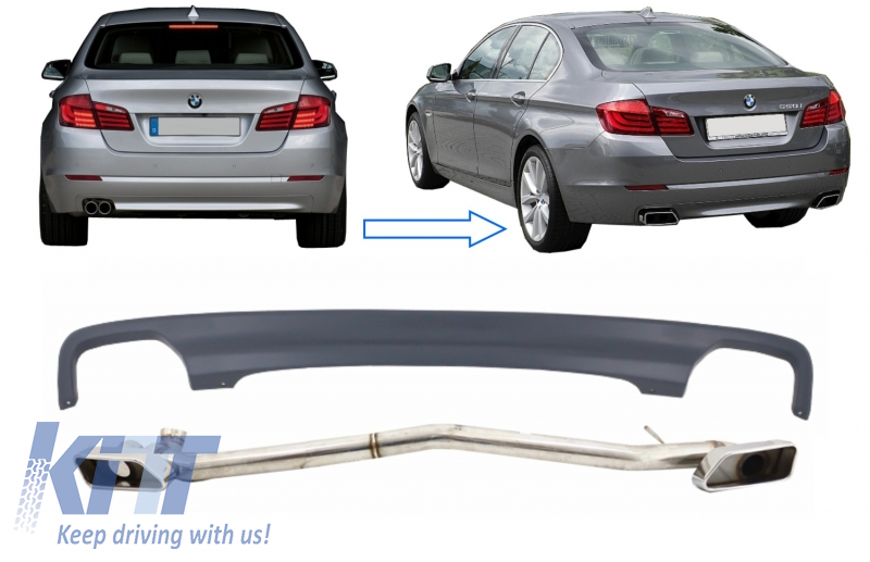 Double Outlet Air Diffuser BMW 5 Series F10 (2011-2017) M 550i Design with Exhaust System suitable for Standard Bumper