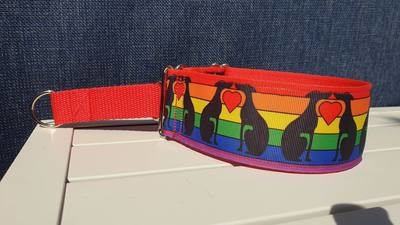 One Love Rainbow Greyhound Design by Jane Wren