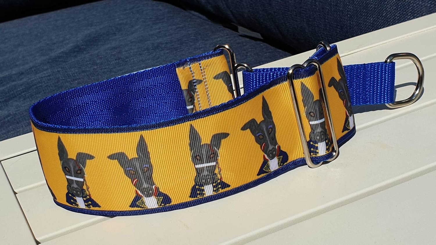 Collar 50mm Adam Ant Greyhound Design on Grosgrain Ribbon by Jane Wren