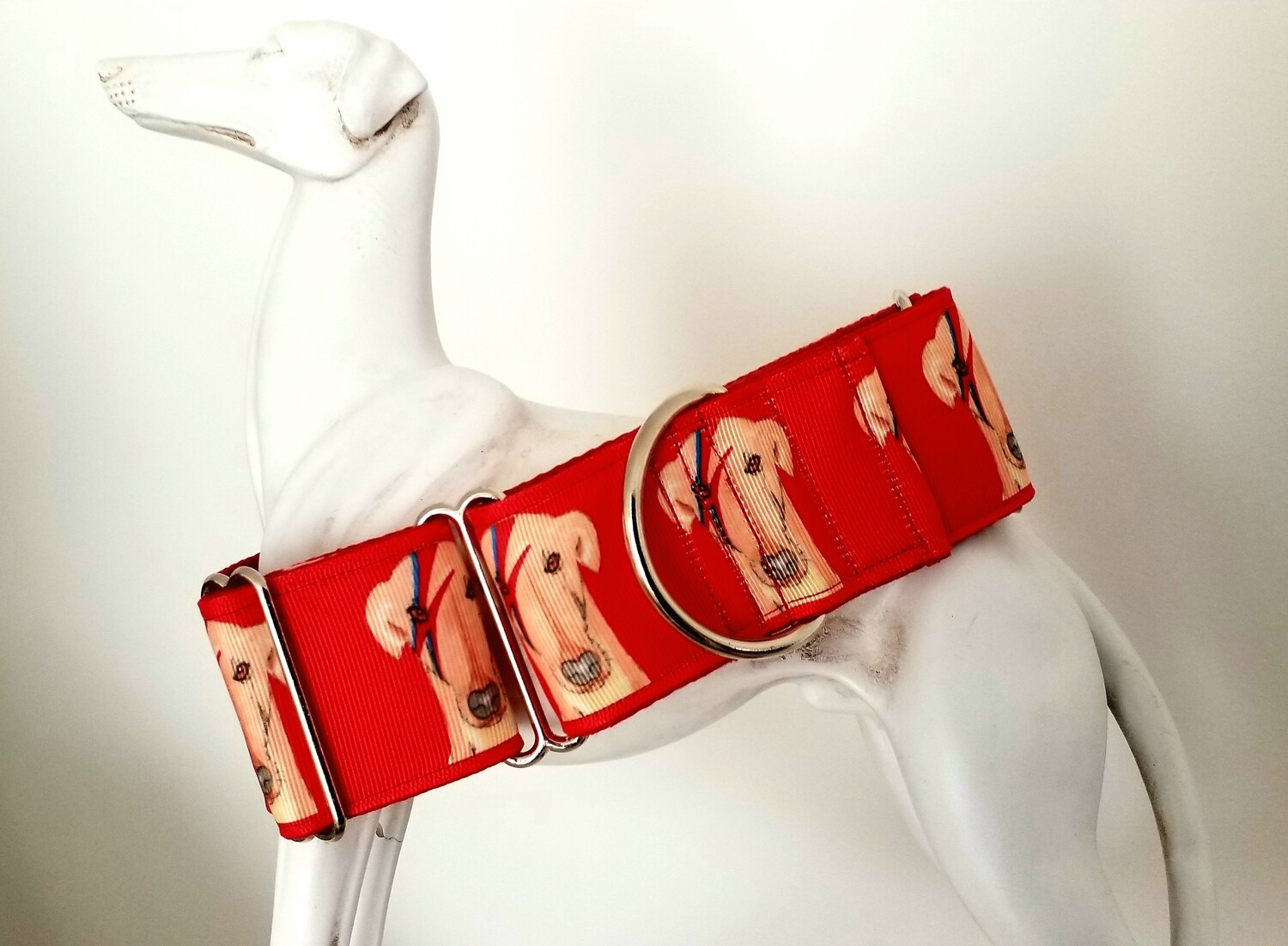 Collar 'Ziggy Star Dog' Design in Red on Grosgrain Ribbon by Jane Wren