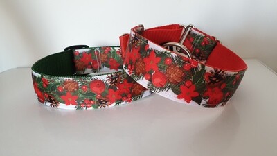 Ribbon Christmas collar 'Poinsettia design'