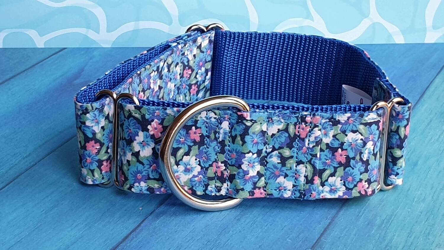Vintage Laura Ashley Fabric Limited Edition Martingale Collar, House or Clip 'Periwinkle'