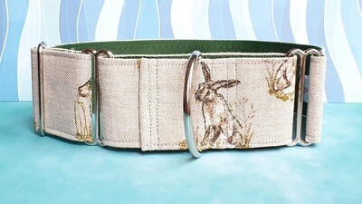 Collar &#39;Bunnies&#39; Martingale, House or Clip Showing Sketched Rabbits