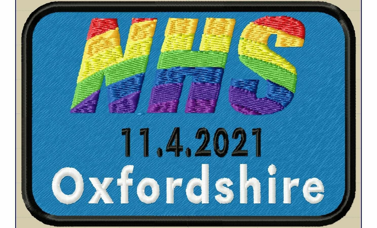 The NHS Ride Out 11/04/2021 Souvenir Patch Fundraising With Rainbow Design. Customisable.