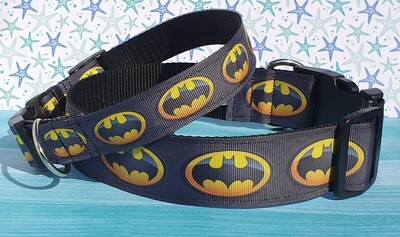 Ribbon Collar &#39;Batman&#39; Design Martingale, Clip or House