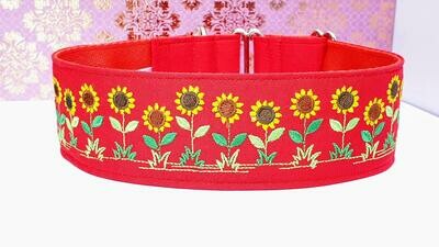 Embroidered Collar &#39;Glorious Sunflowers&#39; Martingale, House or Clip