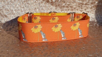 Collar Orange &#39;Just Sniffing Sunshine&#39; Design on Fabric Jane Wren