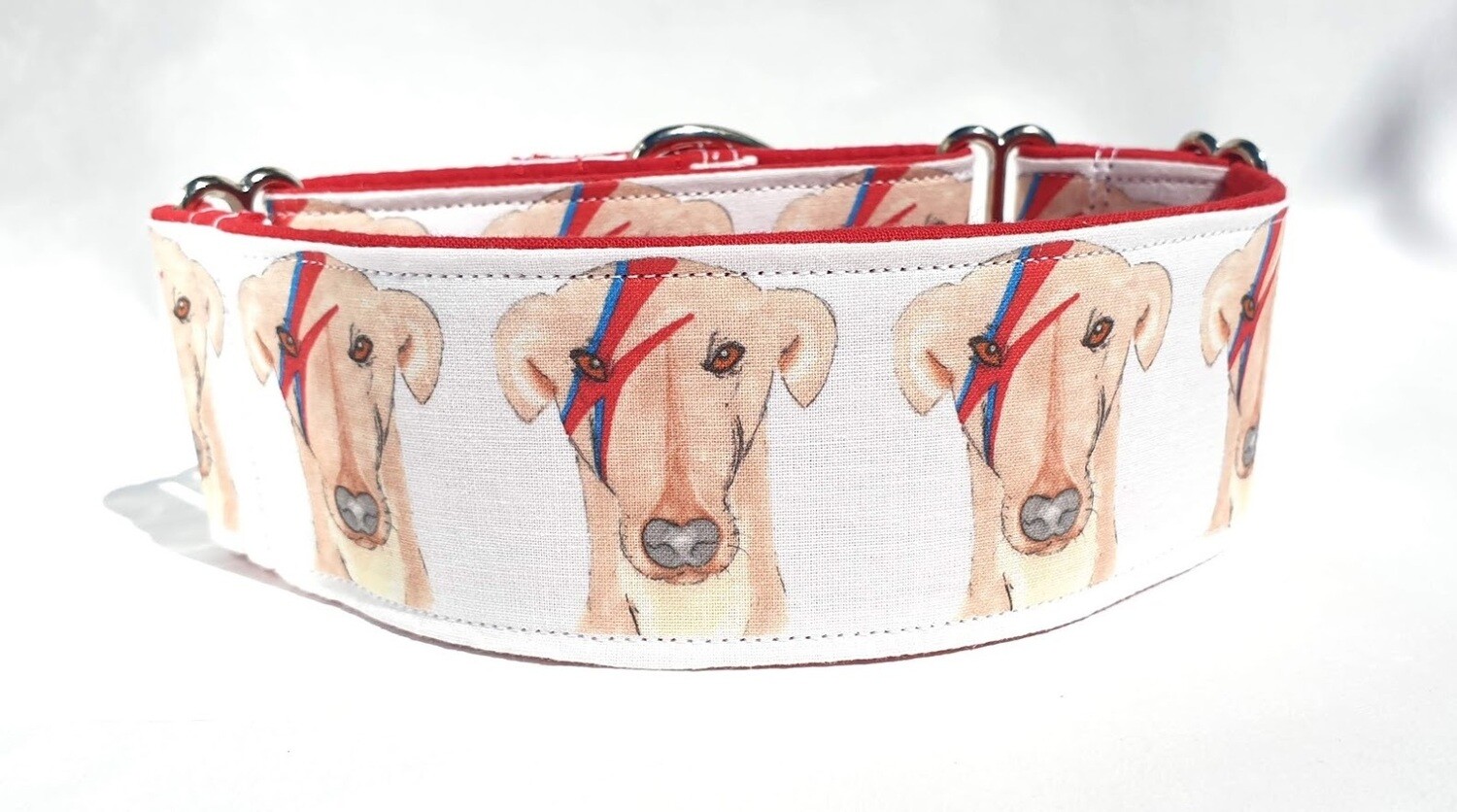 Collar &#39;Ziggy Star Dog&#39; On White Fabric by Jane Wren