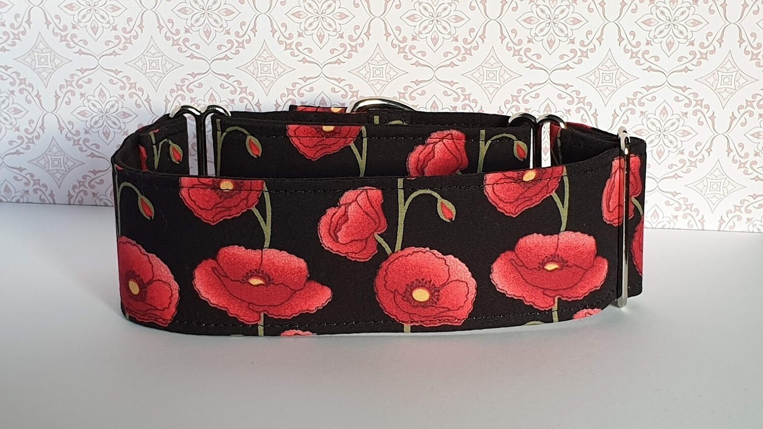 Collar &#39;Flanders Poppies&#39; Martingale, House or Clip