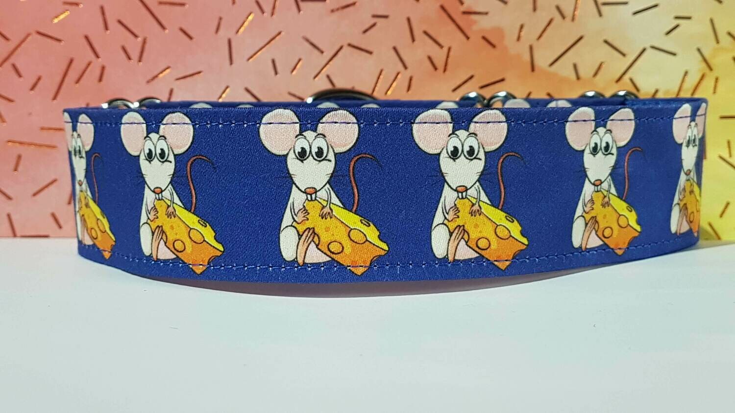 Collar &#39;Mice With Cheese&#39; Martingale, Clip or House