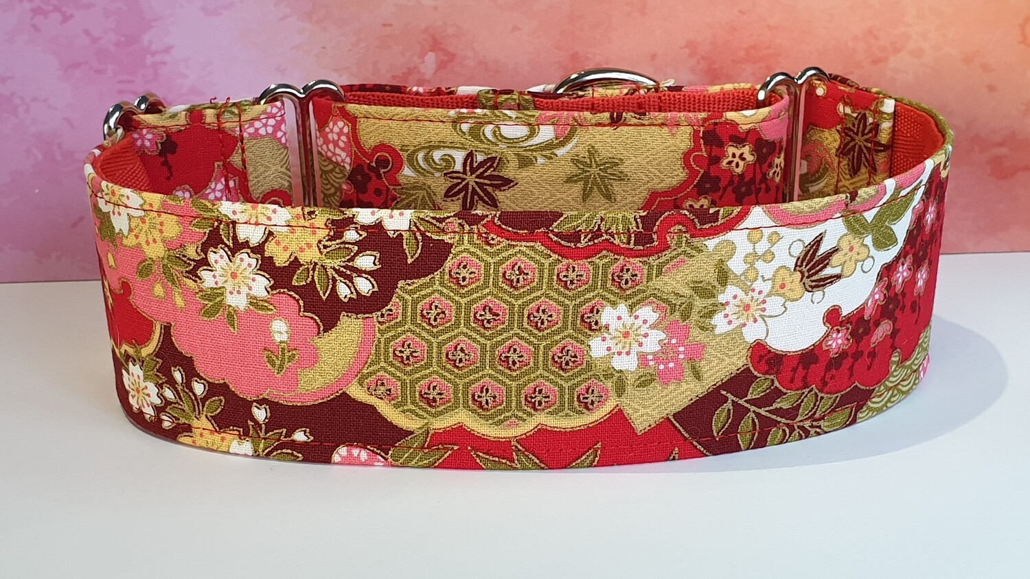 Red Patterned Cherry Blossom Japanese Collar