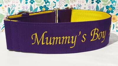 Personalised Embroidered Collar &#39;Mummy&#39;s Boy&#39;
