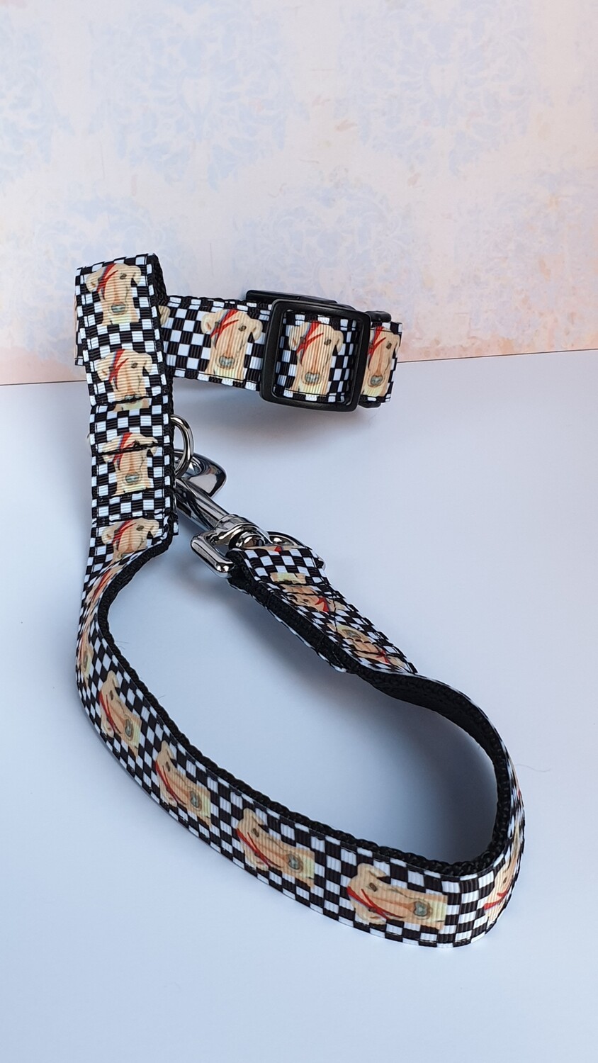 Wrist Strap Lead Security - The Lead Secure™ Ziggy Stardog Black Check Design