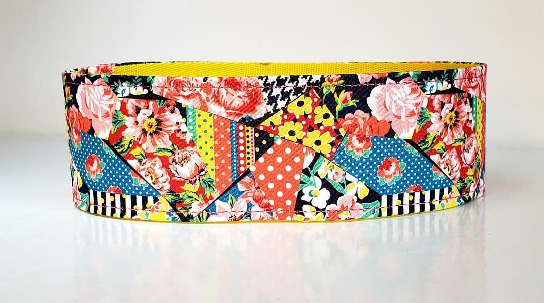 Collar &#39;Raggedy Ann&#39; Patchwork Style Martingale, House or Clip