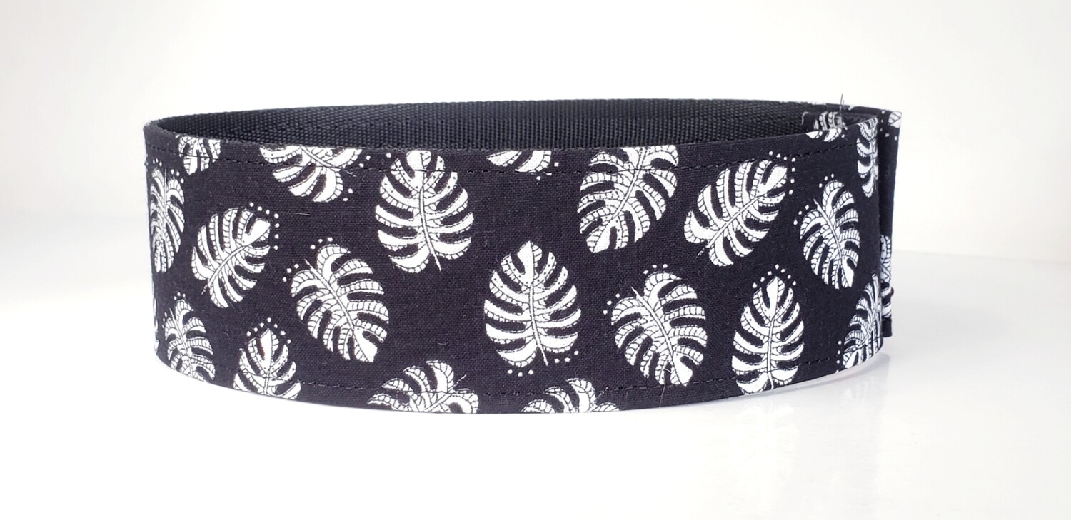 Collar With White Palm Leaf design Martingale, House or Clip