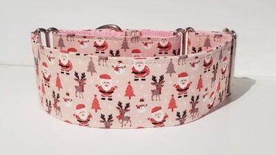 Dog Collar &#39;Pink Christmas Santa&#39;