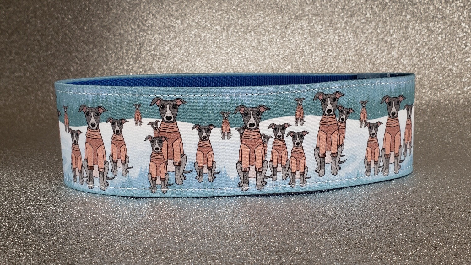 Christmas Dog Collar With 'Sighthounds in Jumpers' Design
