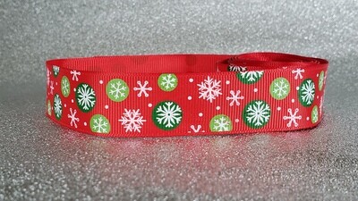Ribbon Christmas collar snowflakes red 25mm Ribbon *6