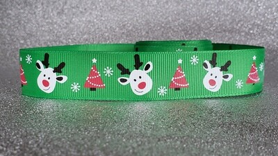 Ribbon Christmas collar Reindeer Green 25mm Ribbon *3