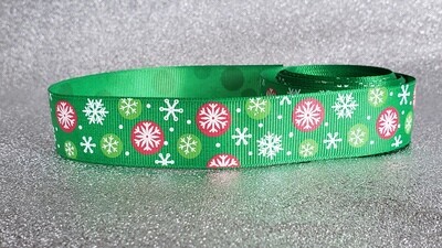 Ribbon Christmas collar Snowflake Green 25mm Ribbon *4