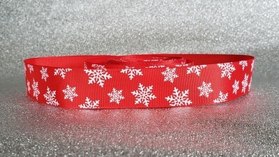 Ribbon Christmas collar white snowflakes on red 25mm Ribbon *7