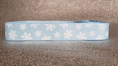 Ribbon Christmas collar white snowflakes on blue 25mm Ribbon *8