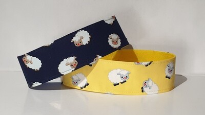 Fun Sheep Design Dog Collar Available in Navy and Yellow
