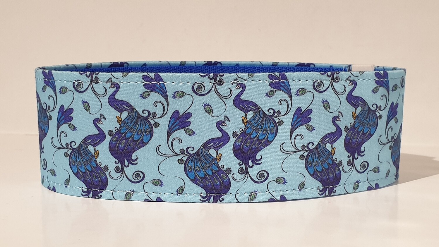 Dog Collar &#39;Blue Peacock&#39; as Martingale, House or Clip