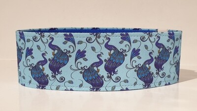 Dog Collar 'Blue Peacock' as Martingale, House or Clip