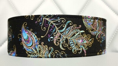 Beautiful Gold Accent Peacocks Feather Martingale, House or Clip Collar