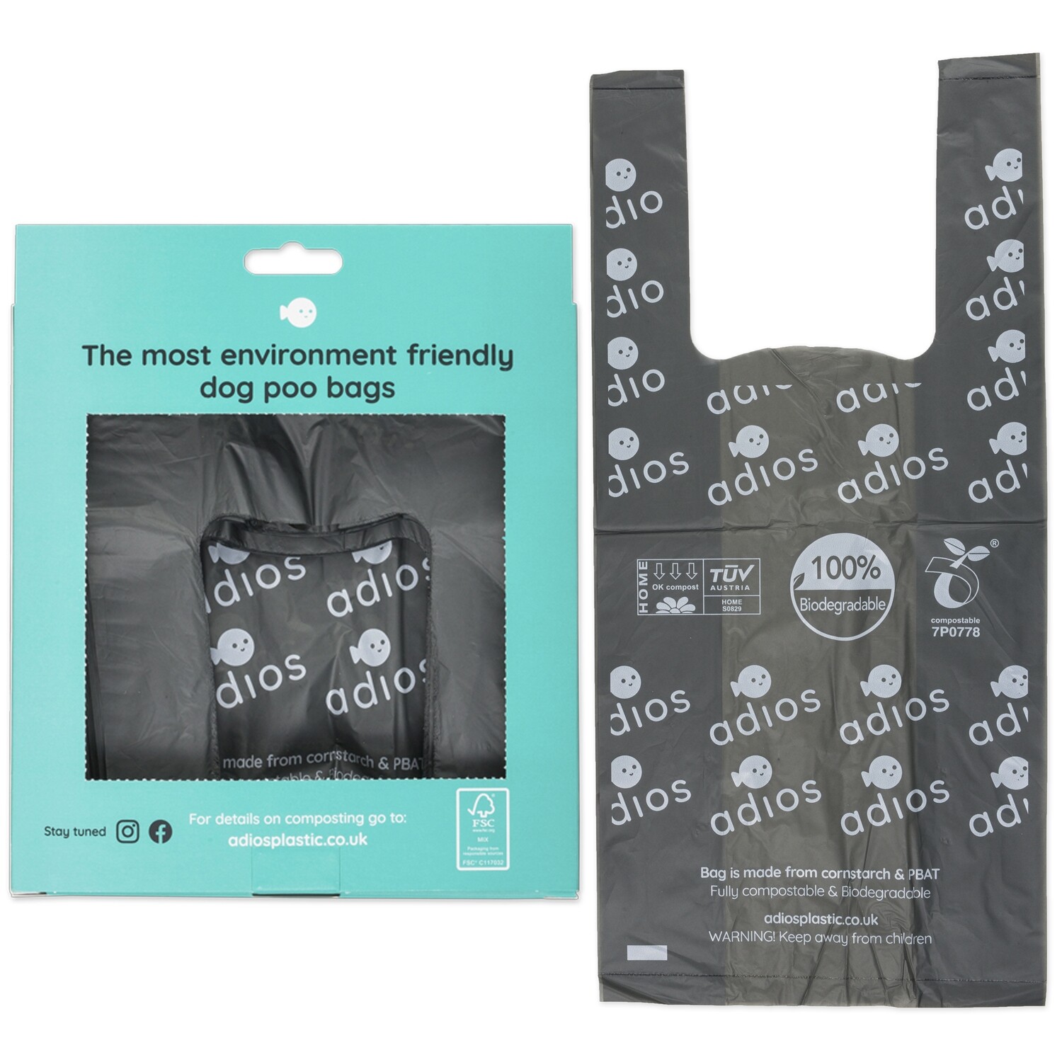 Adios Plastic With Handle Loose No Packaging 20 Bags 14&quot;x7&quot;