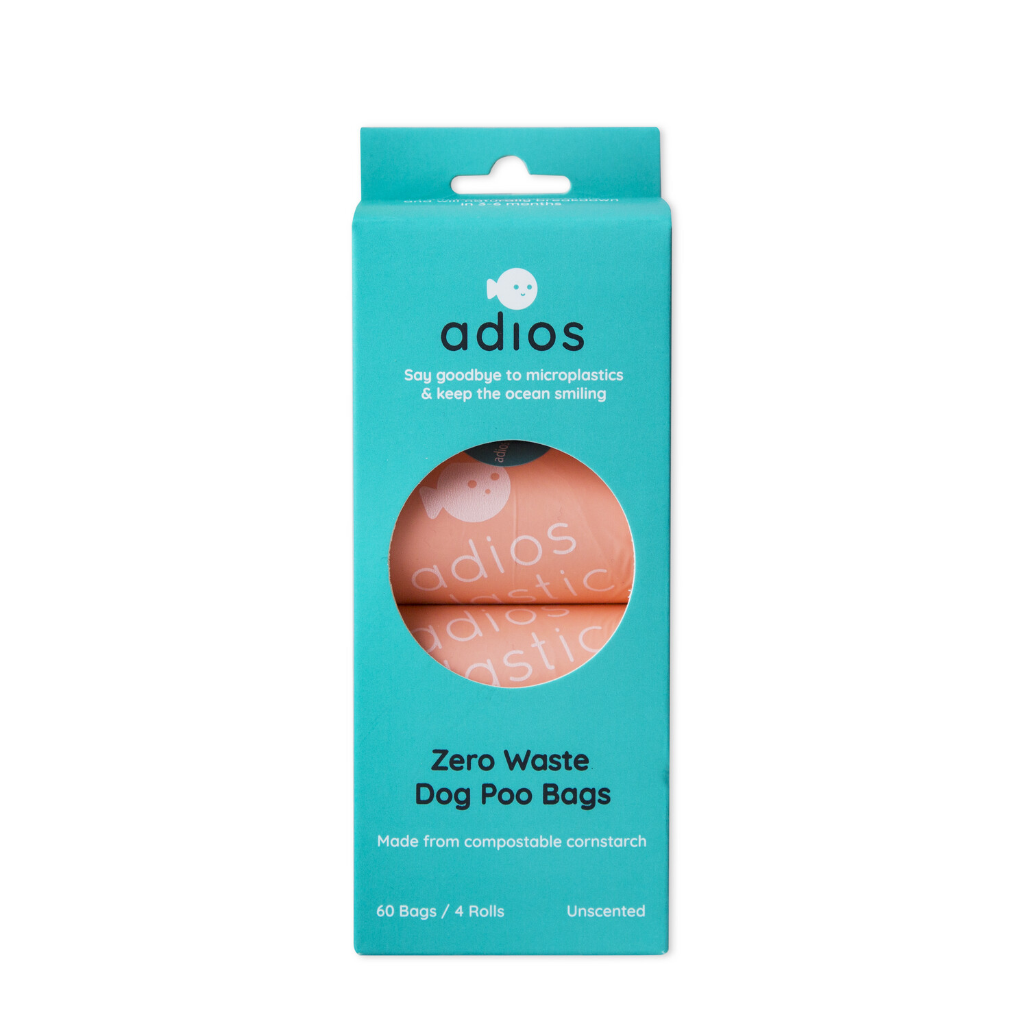 Adios Plastic With Handle 4 or 8 Roll Pack (60 or 120 Bags) 12&quot;x7&quot;