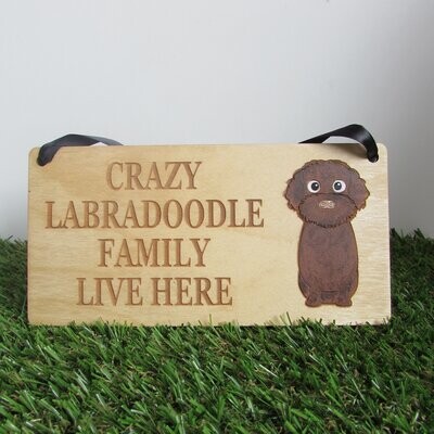 Crazy Labradoodle Family Wooden Sign, Dog Gift, Dog Sign, Dog Decoration, Wooden Sign, Labradoodle Gift, Labradoodle