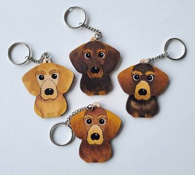 Dachshund Wired Hair Wooden Keyring, Dog Key ring, Keyring, Keychain, Dog Key chain, Dachshund Gift, Dachshund