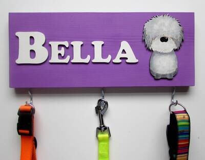 Personalised Bearded Collie Lead Holder, Leash Holder, New Home Gift, Spring Decor, Dog Owner Gift