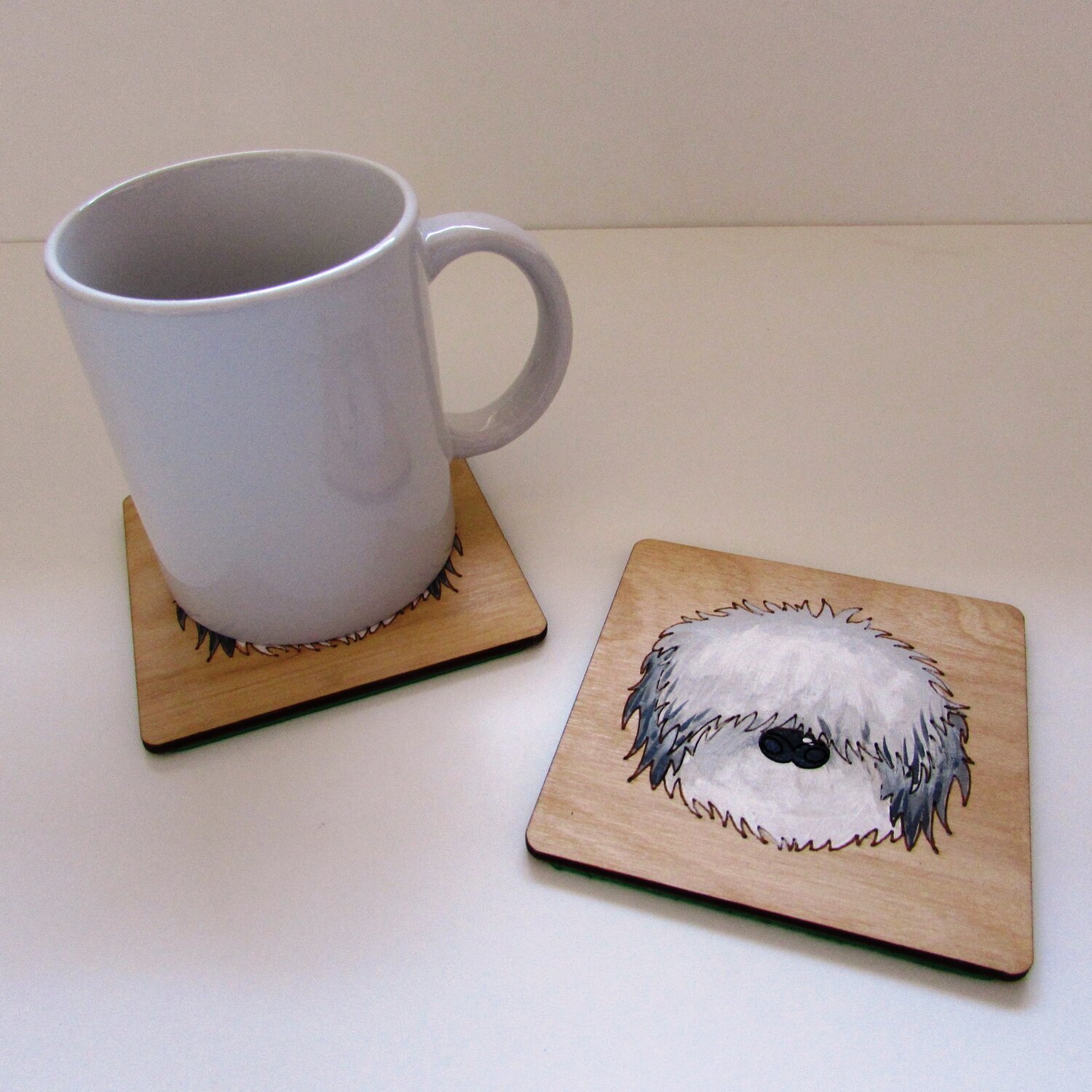 Bearded Collie Wooden Coaster, Bearded Collie Gift, Dog Coaster, Wooden Coaster
